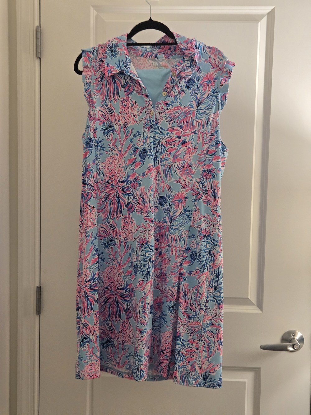 Lilly Pulitzer Sleeveless Midi Dress in Light Blue, Pink & Navy Floral EUC XL
